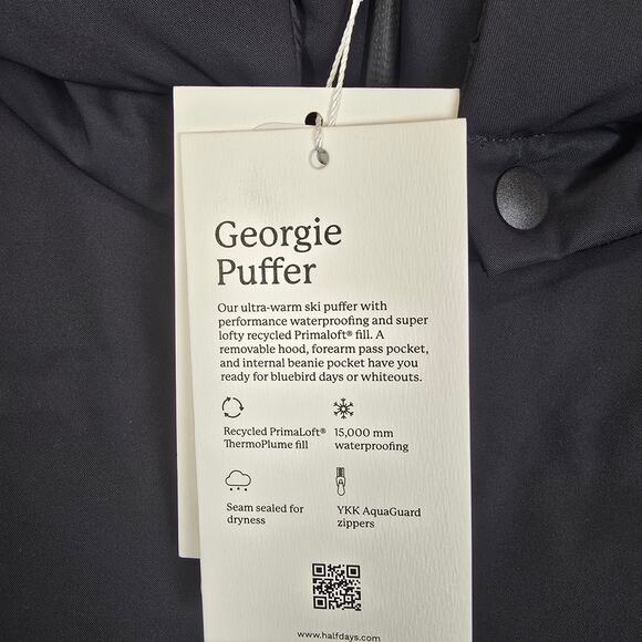 Halfdays Georgie Puffer Jacket Size XL Black Coat Ski Snow Winter Hood - Picture 2 of 6